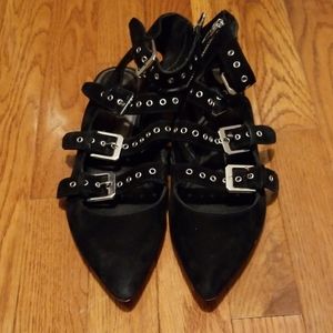 Dolce Vita Elodie Black Leather flats with Buckles